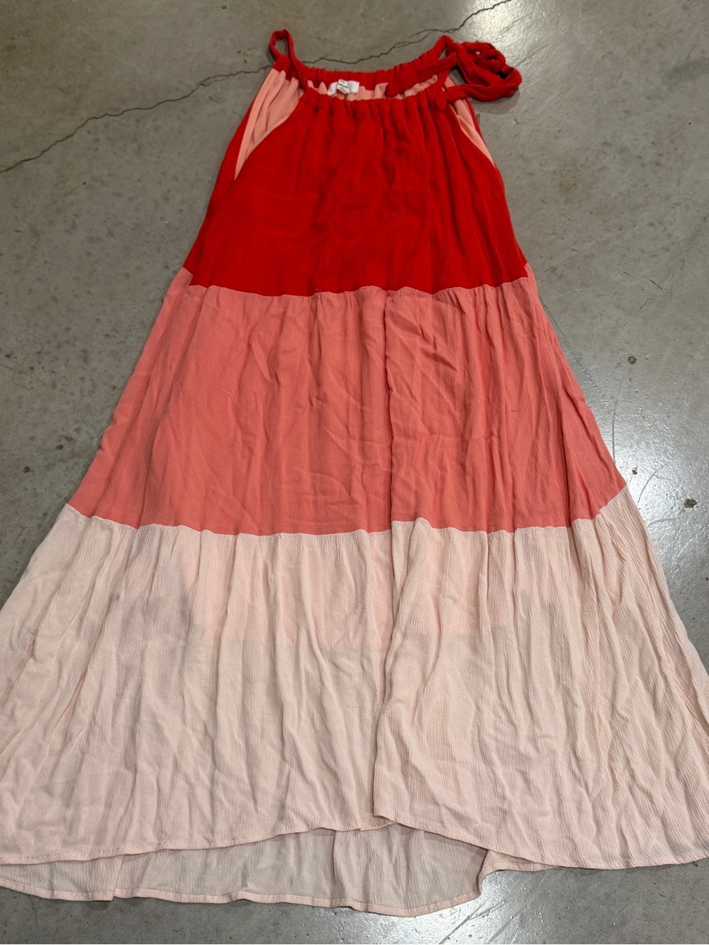 entro Red, Coral & Blush Colorblock Sleeveless Maxi Dress